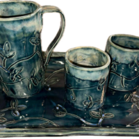tray pitcher cups set